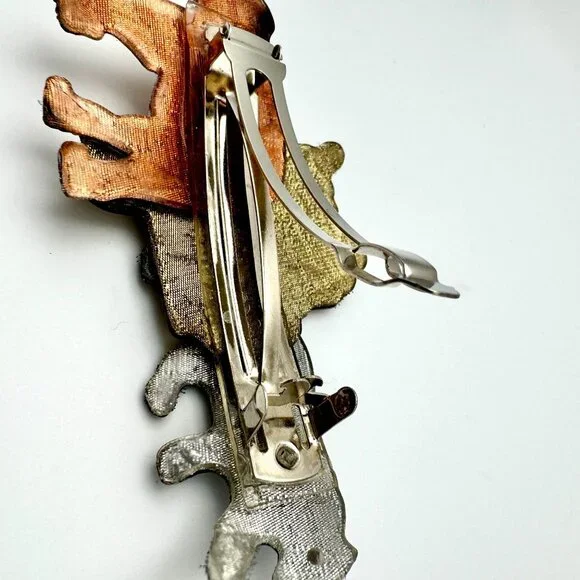 Vtg Leopard Elephant Zebra Hair Clip Barrette With Rhinestone Accents - Picture 6 of 6